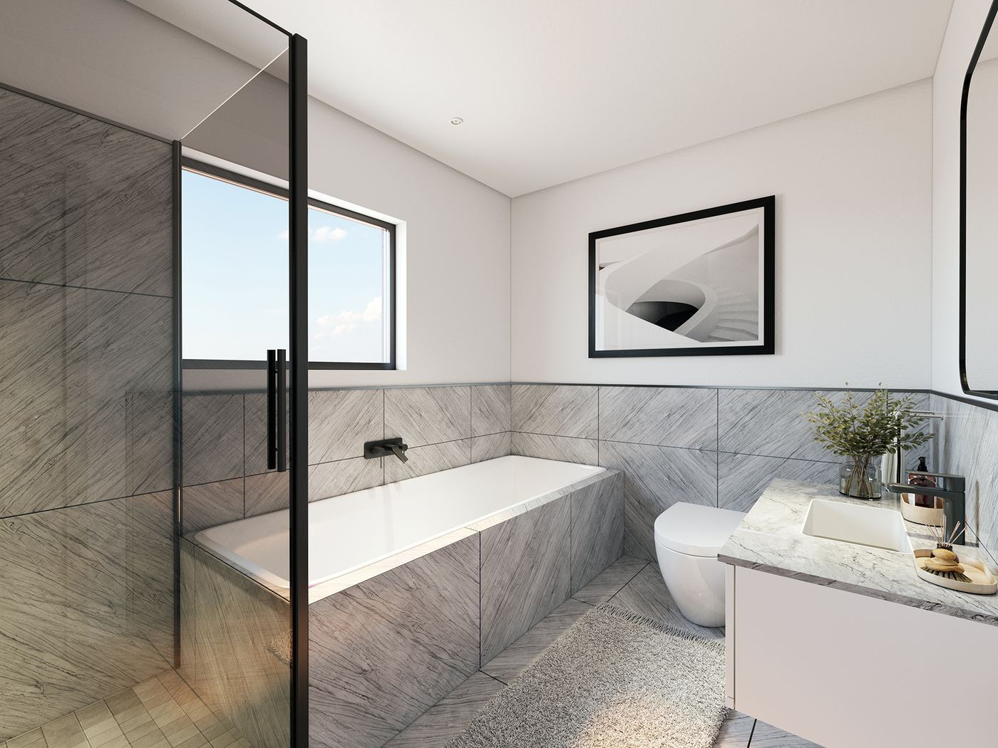 Alto Lujo main bathroom — bath, shower and vanity